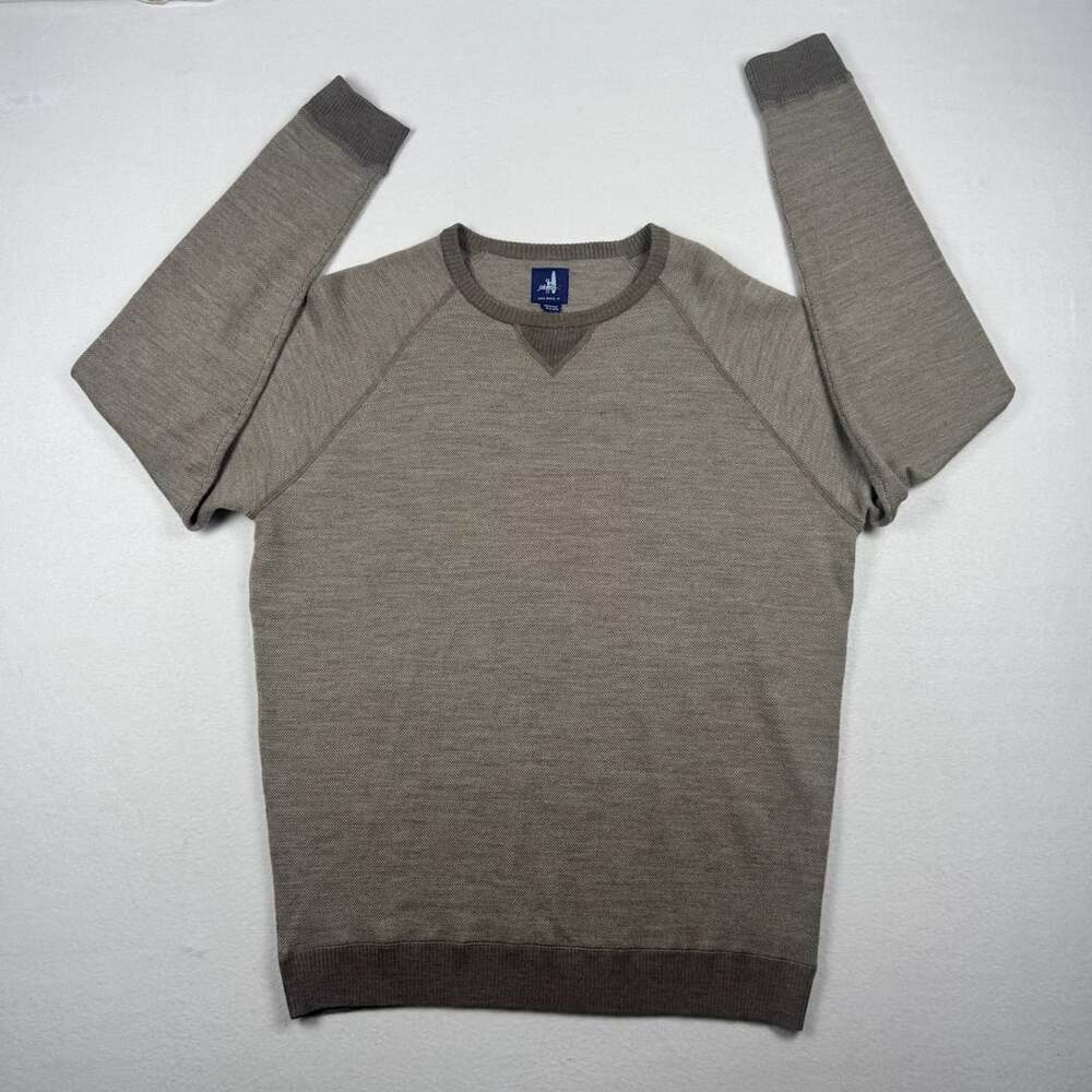johnnie-O Boggs Merino Wool Crew Neck Sweater Size Medium Coffee Brown